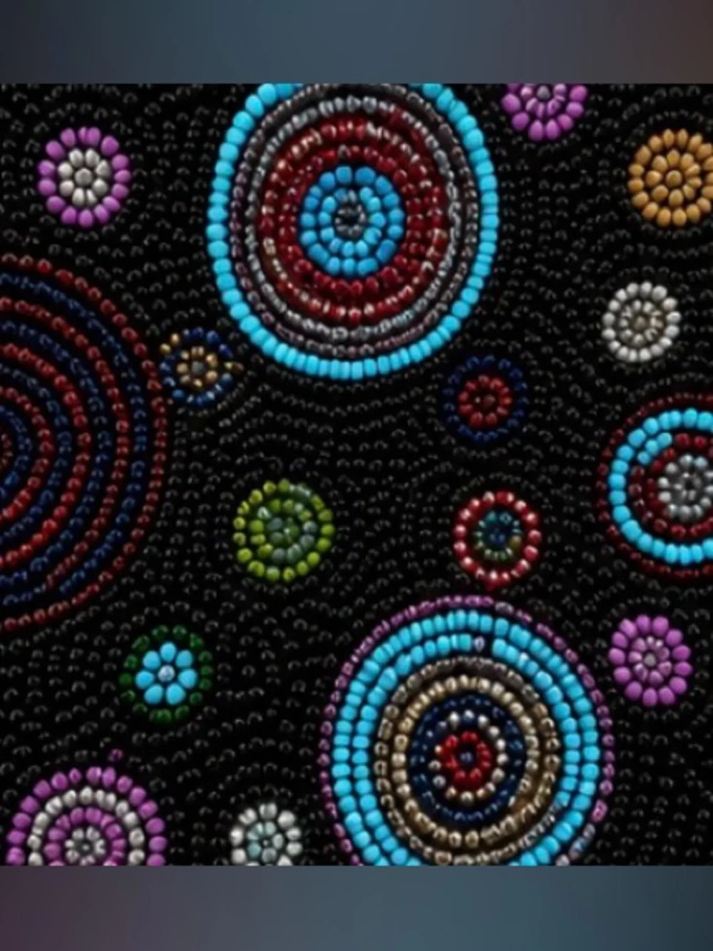 [magieS] Hand Beaded Black Small Crossbody Bag Multicolor Spiral Design